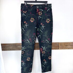 Bandolino Black Floral Jeans Amy Size 6‎